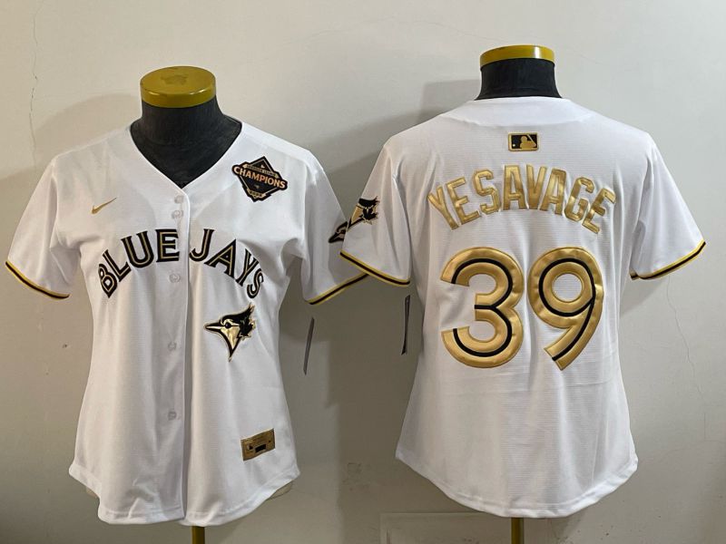 Women Toronto Blue Jays #39 Yesavage White Gold 5th Throwback 2026 Nike MLB Jersey style 01->women mlb jersey->Women Jersey